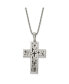 Brushed and Laser cut Black IP-plated Cross Pendant Box Chain Necklace