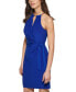 ფოტო #6 პროდუქტის Women's Metallic-Neck Faux-Wrap Dress