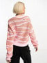 Only textured jumper in pink and orange print Розовый и Оранжевый, 2XL - фото #5