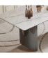 0.47" Thick Sintered Stone Composite Tempered Glass Top Dining Table With Stainless Steel Base