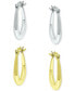 ფოტო #4 პროდუქტის 2-Pc. Set Polished Oval Hoop Earrings in Sterling Silver & 18k Gold-Plate, Created for Macy's