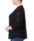 ფოტო #3 პროდუქტის Plus Size Button-Sleeve Boat-Neck Sweater