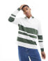 ASOS DESIGN oversized long sleeve polo with white and green cut & sew