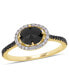 ფოტო #1 პროდუქტის Black and White Diamond (1 1/5 ct. t.w.) Halo Engagement Ring in 14k Yellow Gold