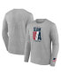 Фото #1 товара Men's Heather Gray Distressed Team USA Vintage-Like-Like Stripes Long Sleeve T-shirt