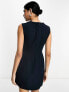 ASOS DESIGN sleeveless plunge neck mini dress with curved waist seam in navy