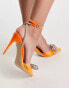 New Look clear bling bow heeled shoes in orange