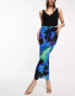 Фото #4 товара ASOS DESIGN mesh fishtail maxi skirt with tie waist in blue marble