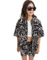 Фото #3 товара Iisla & Bird graphic print oversized resort beach shirt co-ord in black and white