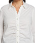 ფოტო #4 პროდუქტის Plus Size Ruched Front Poplin Long Sleeve Button-Down Shirt