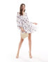 ASOS DESIGN lace trim plunge batwing mini dress with pep hem in white floral dobby Weiß geblümt, 38 - фото #4