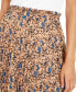 Фото #2 товара Lucy Paris Pleated Handkerchief Hem A Line Skirt Floral Tan Blue L