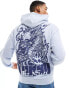 Фото #1 товара ASOS DESIGN oversized hoodie in lilac with back dragon print and puff chest print