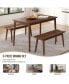 Фото #8 товара 3 PCS Wooden Dining Table Set Kitchen Furniture For 4 Modern Table Set With 2 Benches Spacious