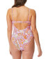 Jessica Simpson Standard Straight Neck One Piece Swimsuit Mandarin Multi, M