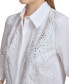 ფოტო #4 პროდუქტის Women's Cotton Studded Cropped Shirt