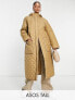 ASOS DESIGN Tall longline quilted coat in camel