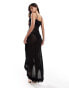 ASOS DESIGN knitted maxi dress with woven frill in black Черный, XS - EU 32-34 - фото #3