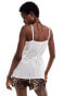 Фото #3 товара Monki strappy sheer top with high split on slide and tie back in off white