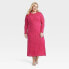 Фото #1 товара Women's Long Sleeve Maxi Pointelle Dress - A New Day Pink XXL