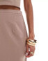 Kaiia maxi contrast hem side split skirt co-ord in mocha