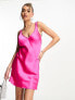 Фото #3 товара Flounce London mini slip dress in fuchsia