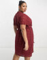 Only curve drawstring waist mini dress in burgundy