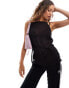 Monki strappy sheer top with high split on slide and tie back in black