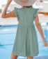 ფოტო #3 პროდუქტის Women's Green Lace Flutter Sleeve Mini Beach Dress