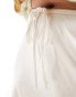 4th & Reckless Plus exclusive satin drawstring waist maxi skirt in cream