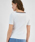 Фото #2 товара Women's Cotton Button-Trim Short-Sleeve T-Shirt