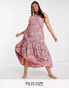 Фото #4 товара Influence Plus maxi beach dress in pink print