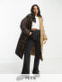 Vila Petite spliced longline padded coat in brown and beige