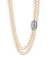 Freshwater Pearl (5-6mm) & Cubic Zirconia Double Strand 17" Collar Necklace in Sterling Silver