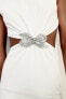 Open-back dress with rhinestone bow