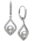 ფოტო #1 პროდუქტის Cultured Freshwater Pearl (7mm) & Cubic Zirconia Drop Earrings in Sterling Silver