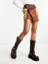 ASOS DESIGN festival suede patchwork western style mini skirt in brown 32 - фото #11