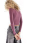 COLLUSION long sleeve slash neck top with overlocking in pink