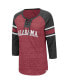 ფოტო #2 პროდუქტის Women's Crimson, Heathered Charcoal Alabama Crimson Tide Scienta Pasadena Raglan 3/4 Sleeve Space Dye Lace-Up T-shirt