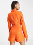 Miss Selfridge cut out mini blazer playsuit in orange