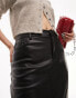 Фото #3 товара Topshop leather look denim styled maxi skirt in black