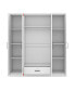 4-Door Mirror Wardrobe with shelves, White