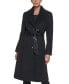 DKNY Women's Knit-Collar Belted Wrap Coat Black XS