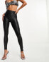 Spanx Petite leather look legging with contoured power waistband in black