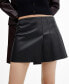Women's Side Pleat Faux Leather Miniskirt