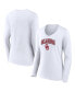 Фото #1 товара Women's White Oklahoma Sooners Evergreen Campus Long Sleeve V-Neck T-shirt