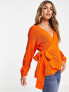 Фото #1 товара Glamorous wrap front chunky cardigan in orange