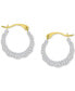 ფოტო #1 პროდუქტის Crystal Pavé Scallop Edge Small Hoop Earrings in 10k Gold, 0.59"