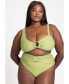 Фото #3 товара Plus Size One Shoulder Ring Hardware Bikini Top - 18, Sage Green