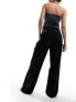 JJXX wide fit high waisted trousers with front pleat in black